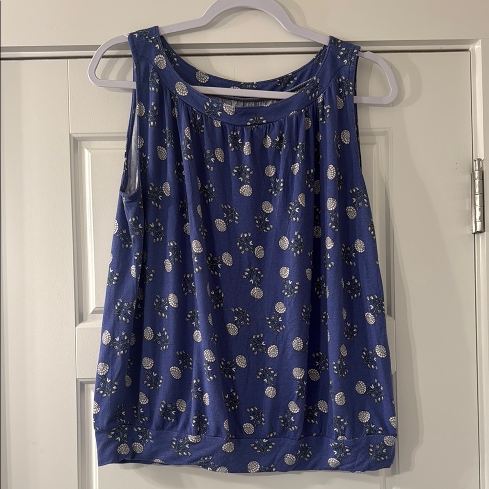 Ann Taylor LOFT purple and white Patterned Tank Top size L